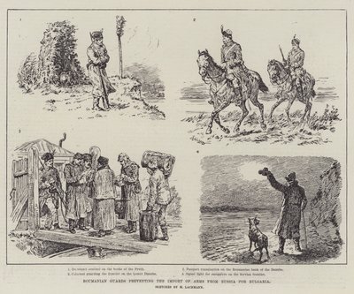 Roumanian Guards preventing the Import of Arms from Russia for Bulgaria by Johann Nepomuk Schonberg